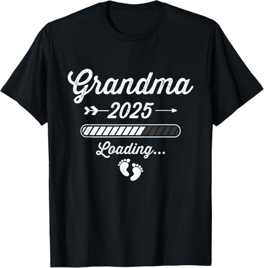 100% Cotton Grandma 2025 loading for new  announcement T-Shirt