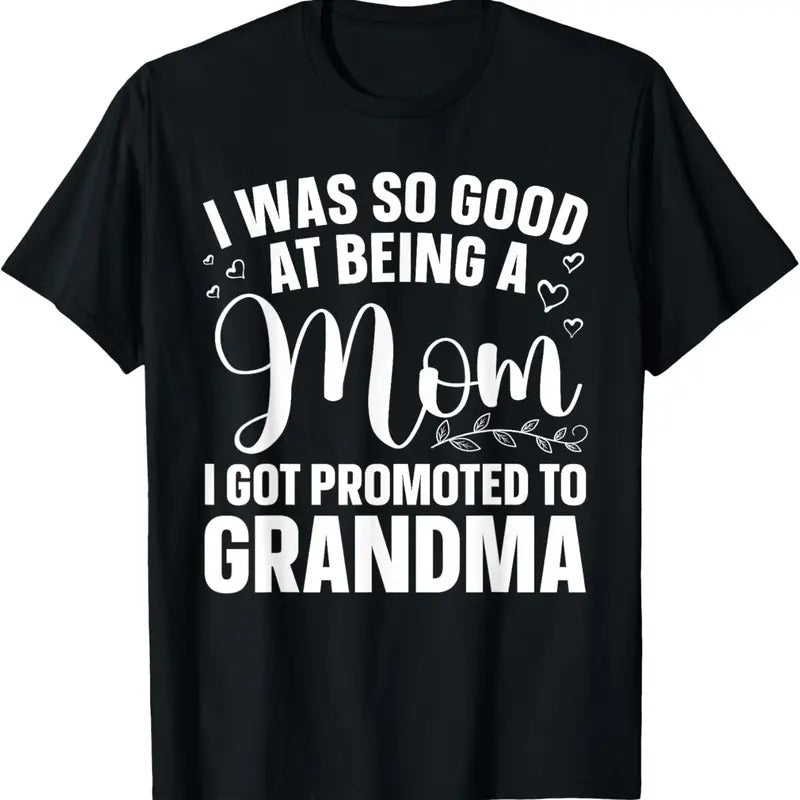 100% Cotton Grandma Art For Mom Women Grandmother Promoted To Grandma T-Shirt