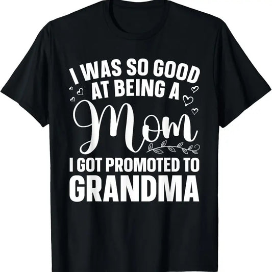 100% Cotton Grandma Art For Mom Women Grandmother Promoted To Grandma T-Shirt