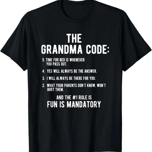 100% Cotton Grandma Gift From Granddaughter Grandson The Grandma Code T-Shirt