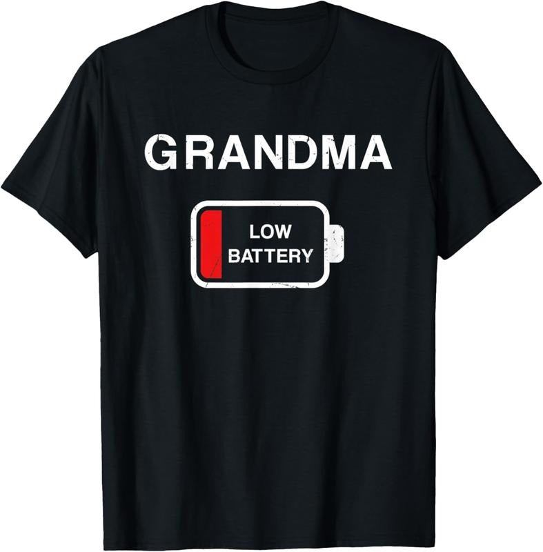 100% Cotton Grandma low battery shirt, Funny Nana Mom for women T-Shirt