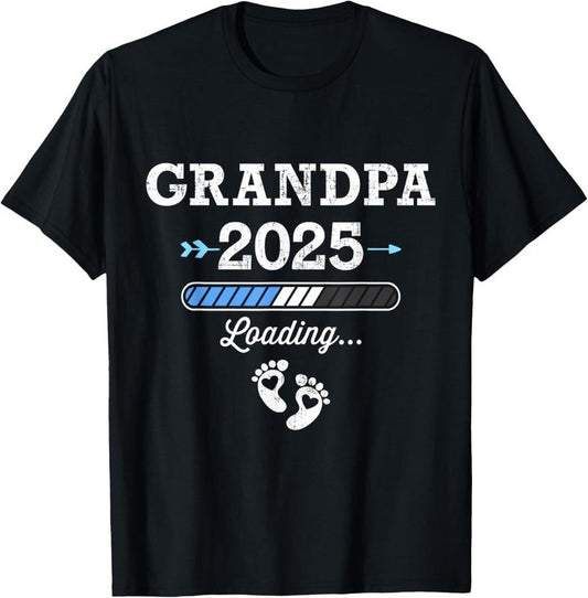 100% Cotton Grandpa 2025 loading for pregnancy announcement T-Shirt