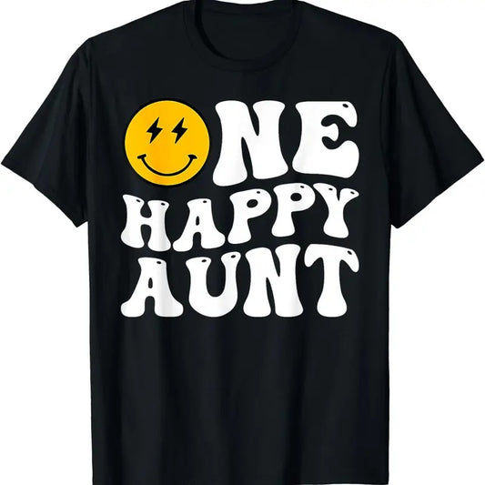 [100% Cotton]Groovy One Happy Dude Aunt 1st Birthday Family Matching T-Shirt