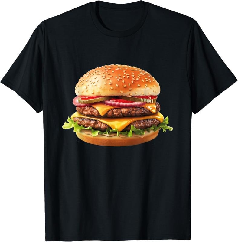 100% Cotton Hamburger Cheese BBQ Lovers T-Shirt