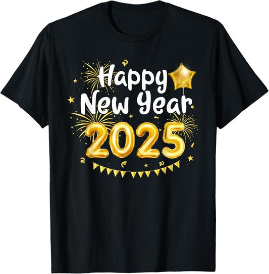 100% Cotton Happy New Year 2025 Family Reunion Party New Year Eve T-Shirtstyle{n002}2
