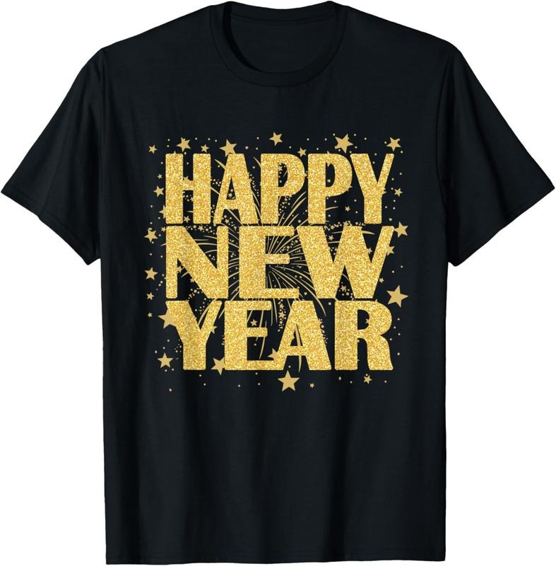 100% Cotton Happy New Year 2025 New Years Eve Party Countdown Fireworks T-Shirtstyle{n002}2