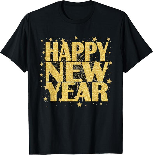 100% Cotton Happy New Year 2025 New Years Eve Party Countdown Fireworks T-Shirtstyle{n002}2