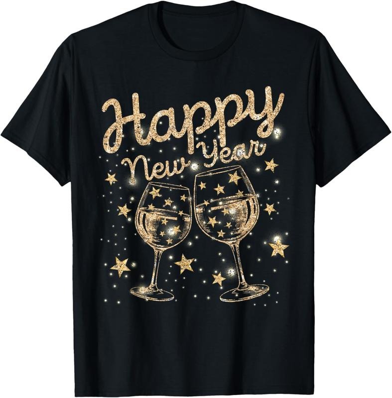 100% Cotton Happy New Year Champagne New Years Men Women T-Shirt