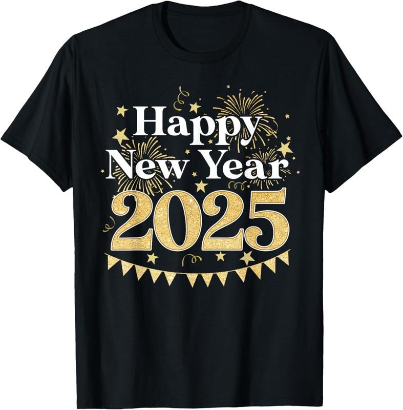 100% Cotton Happy New Year Party Loading 2025 Family Matching Fireworks T-Shirt
