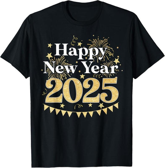 100% Cotton Happy New Year Party Loading 2025 Family Matching Fireworks T-Shirt