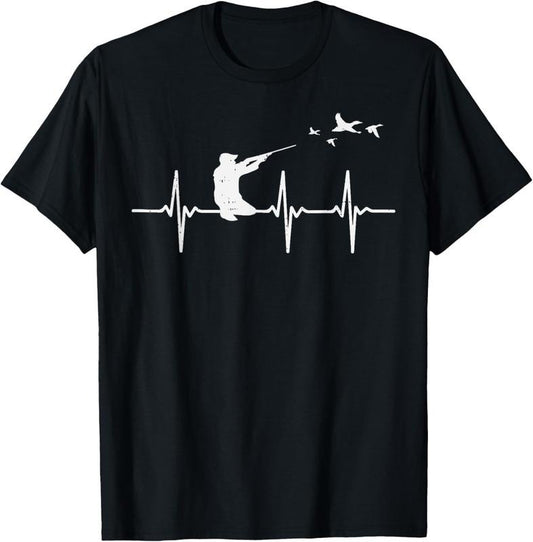 100% Cotton Heartbeat Bird Shooting Hunting Duck Goose Hunter Quail Gift T-Shirt