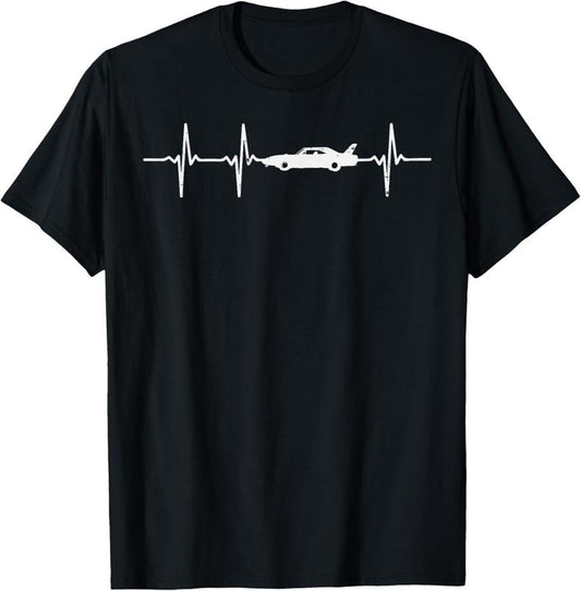 100% Cotton Heartbeat Car Drag Race Pulse Strip Driver Racing Racer Gift T-Shirt