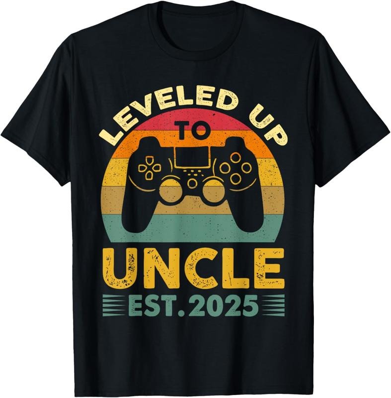 100% Cotton I Leveled Up to Uncle 2025 I'm Going to Be Uncle 2025 Gamer T-Shirt