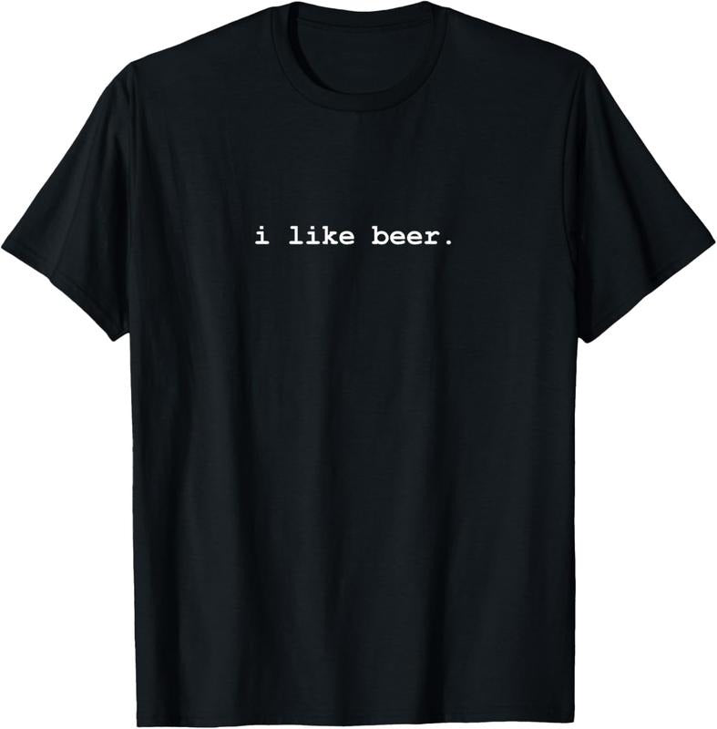 100% Cotton I Like Beer Minimalist Funny Drinking T-Shirt