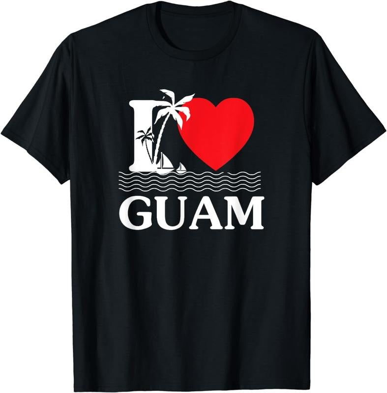 [100% Cotton]I Love Guam Heart T-Shirt