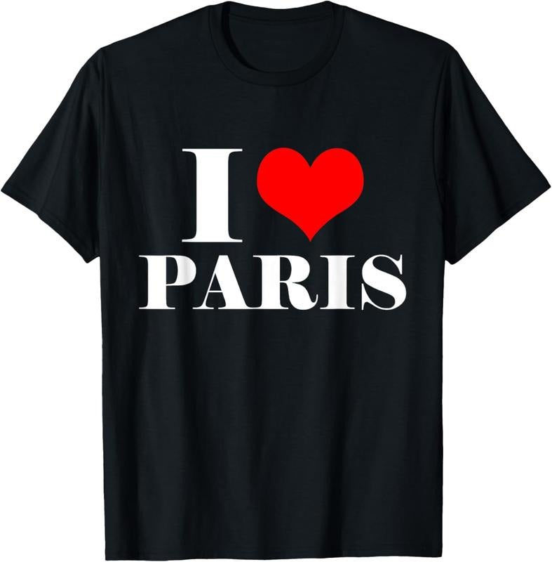 100% Cotton I Love Paris T Shirt , I Heart Paris Tee France Shirt T-Shirt
