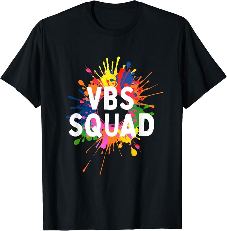100% Cotton I Love VBS 2025 Squad Vacation Bible School Paint Splatter T-Shirt