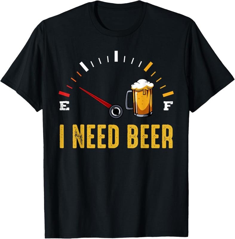 100% Cotton I Need A Beer Meter Alcohol Drinking Funny Brewing Hops T-Shirt