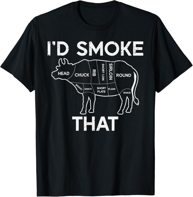 100% Cotton Id Grill That Cow Beef Meat Chart Bbq Barbecue Grill Butcher T-Shirt