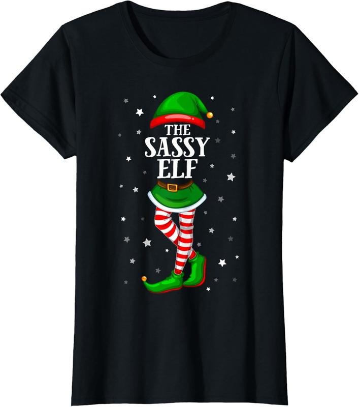 100% Cotton Im The Sassy Elf Matching Christmas for Teen Girls Women T-Shirt