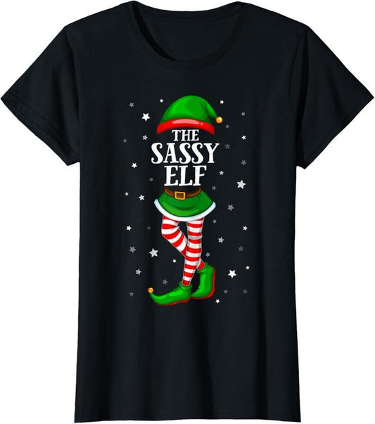 100% Cotton Im The Sassy Elf Matching Christmas for Teen Girls Women T-Shirt
