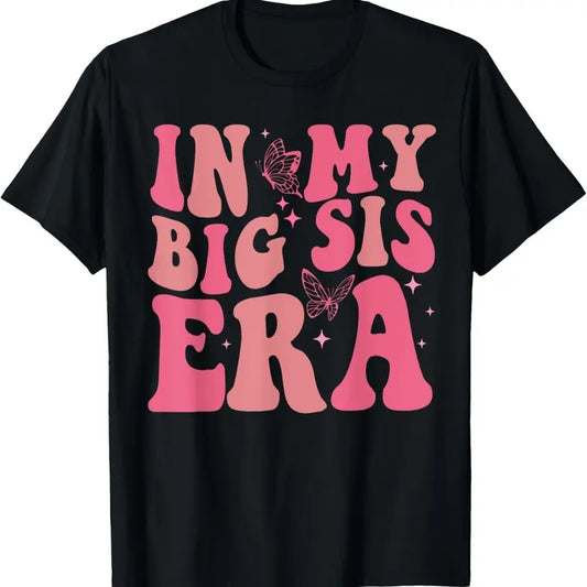 100% Cotton In My Big Sister Era Shirt Groovy Retro Big Sis Baby Shower T-Shirt