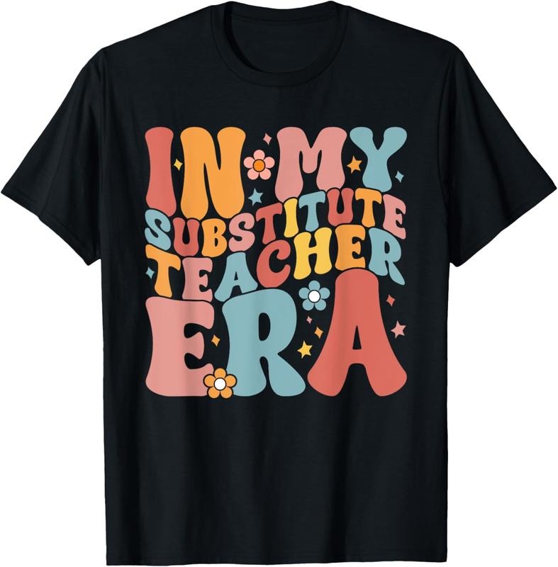 100% Cotton In My Substitute Teacher Era Retro Groovy Back To School T-Shirt