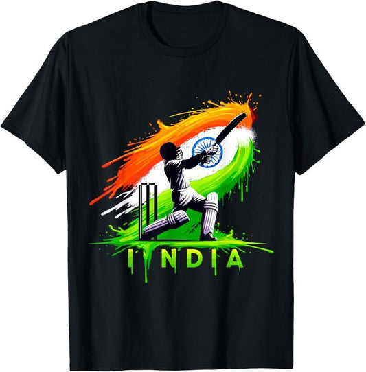 100% Cotton India Cricket Indian Cricket Fan T-Shirt