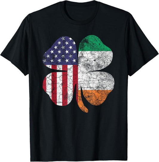 100% Cotton Irish American Flag Ireland Flag ST PATRICKS DAY Gift Lucky T-Shirt
