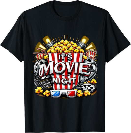 100% Cotton It's Movie Night Popcorn Cinema T-Shirt