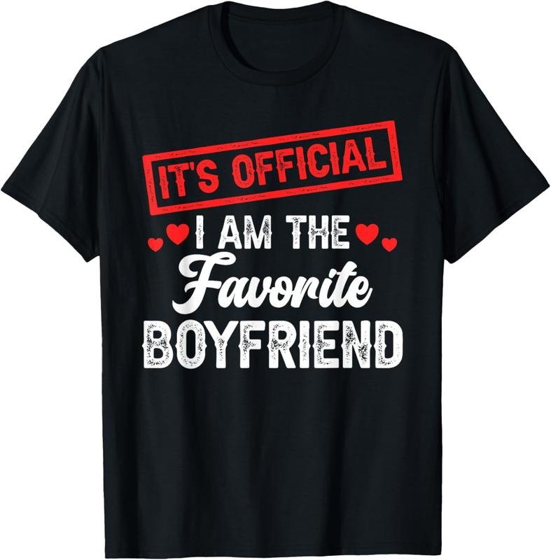 100% Cotton It's Official I'm The Favorite Boyfriend T-Shirt