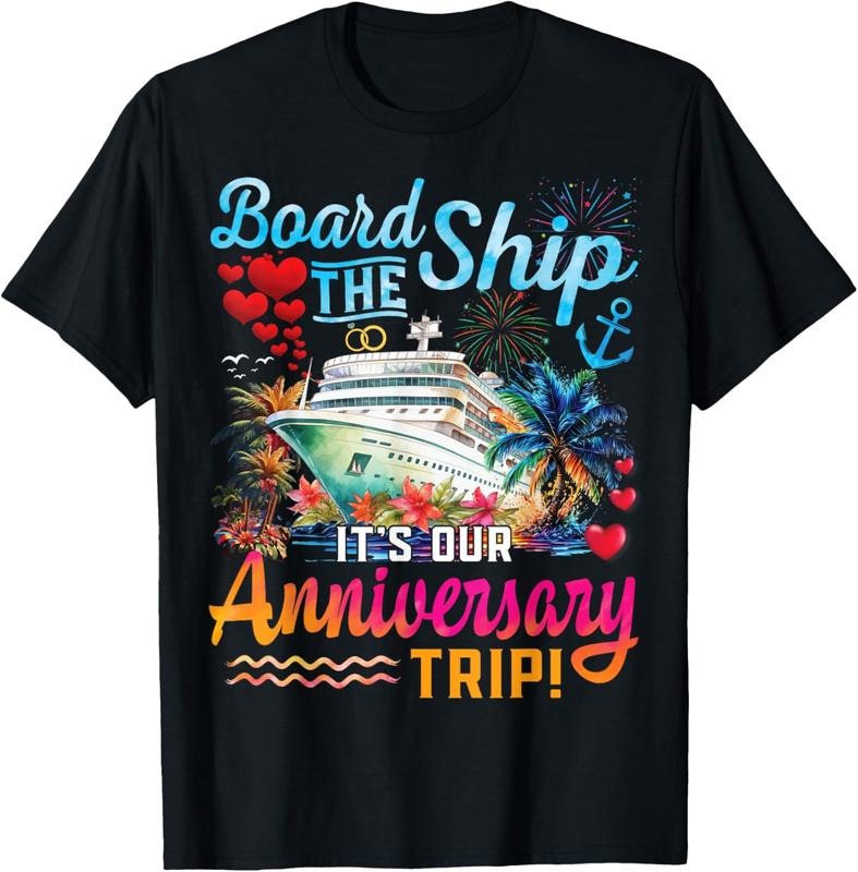 100% Cotton It's Our Anniversary Trip Couples Matching Marriage Cruise T-Shirtstyle{n002}2