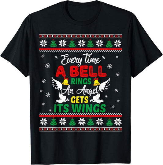 100% Cotton It's a Wonderful Life Every Time A Bell Rings Cute Christmas T-Shirt