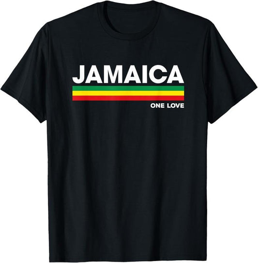 100% Cotton Jamaica Retro Reggae Color Bars Jamaican Vacation Souvenir T-Shirt