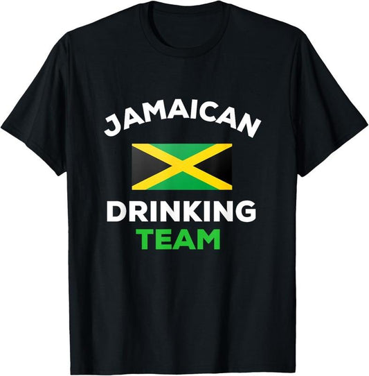 100% Cotton Jamaican Drinking Team Funny Country Jamaica Flag T-Shirt