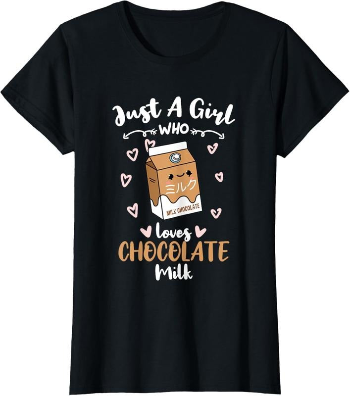 100% Cotton Just A Girl Who Loves Chocolate Milk T-Shirt