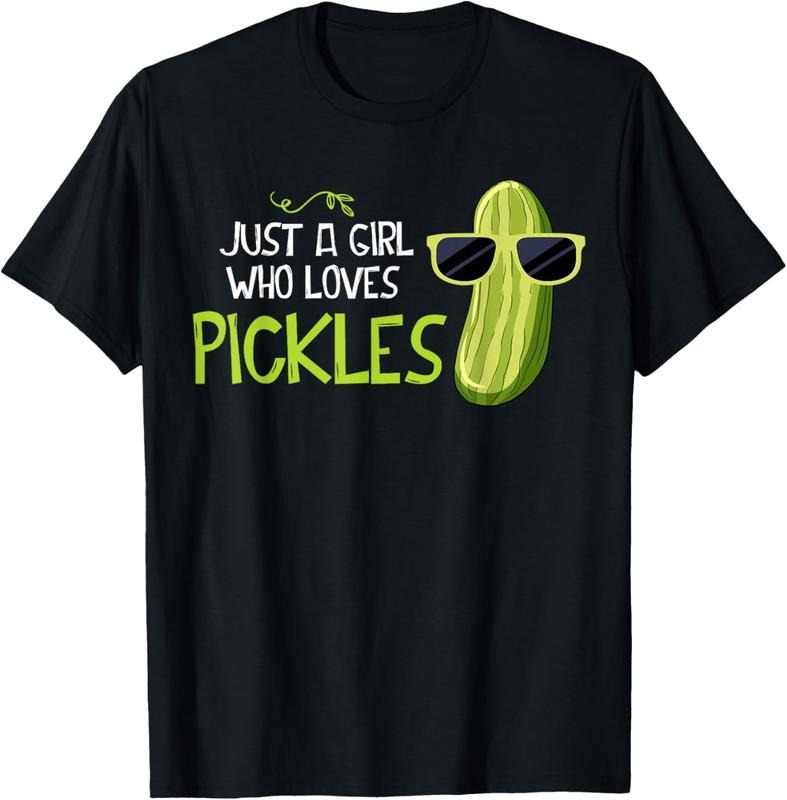 100% Cotton Just A Girl Who Loves Pickles Cuts Pickles Cooking Birthday T-Shirt