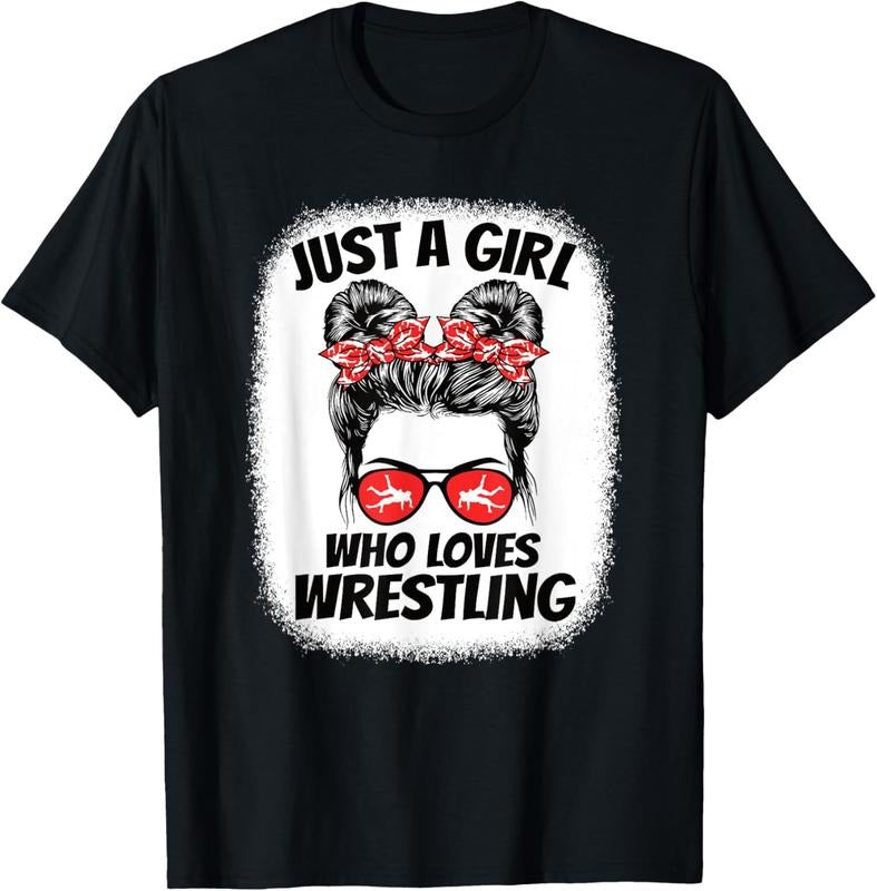 100% Cotton Just A Girl Who Loves Wrestling Wrestler Girls s T-Shirt