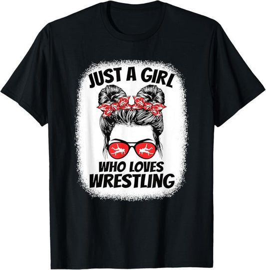 100% Cotton Just A Girl Who Loves Wrestling Wrestler Girls s T-Shirt