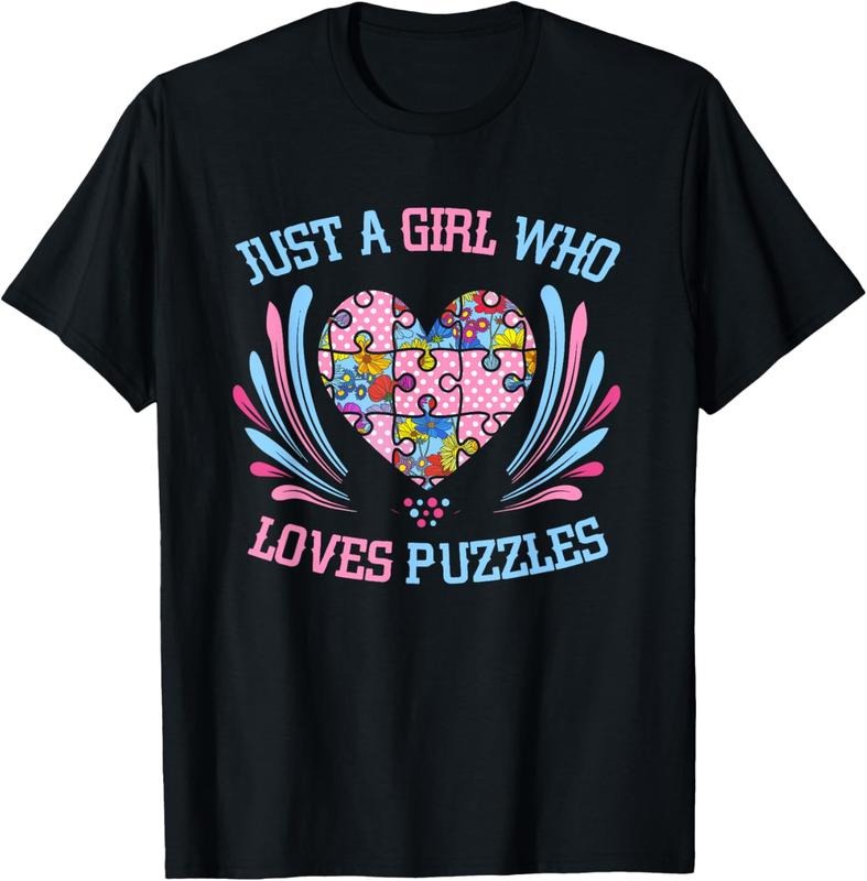 100% Cotton Just Girl Who Loves Puzzles Jigsaw Puzzle T-Shirt
