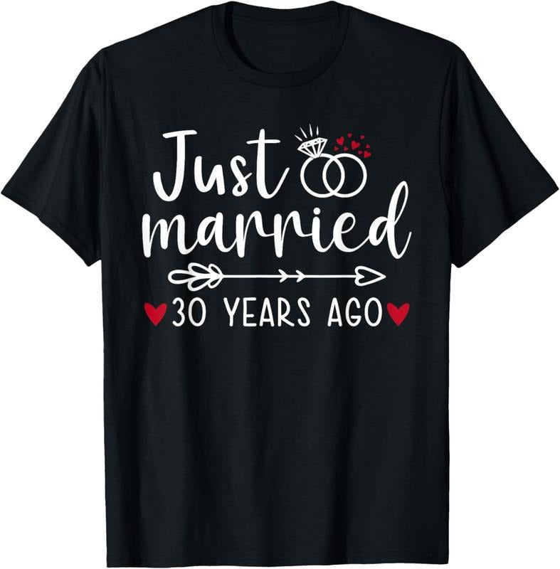 100% Cotton Just Married Couples Funny Husband Wife 30th Anniversary T-Shirt