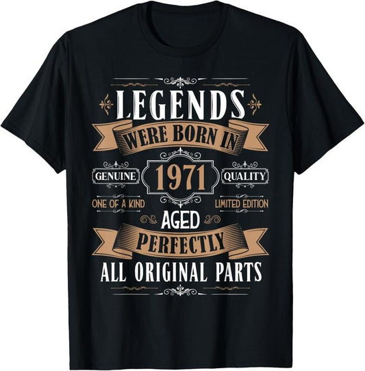 100% Cotton Legends Born In 1971 53rd Birthday 53 Years Old Bday Men T-Shirt