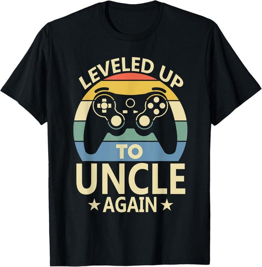 100% Cotton Leveled Up To Uncle Again 2025 Funny Gamer Uncle T-Shirt