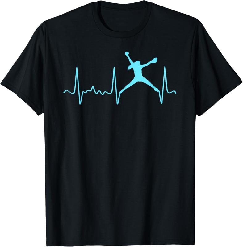 100% Cotton Light Blue Softball Pitcher Heartbeat - Fastpitch Softball T-Shirt