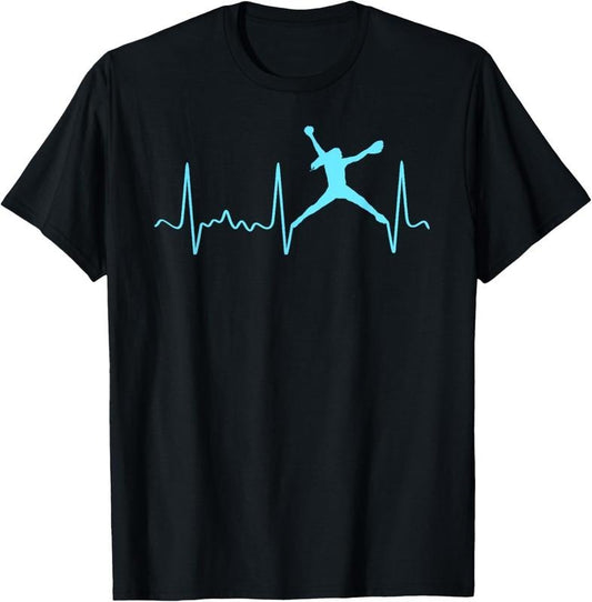 100% Cotton Light Blue Softball Pitcher Heartbeat - Fastpitch Softball T-Shirt