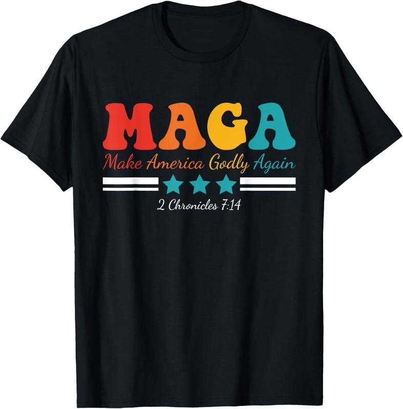 100% Cotton Maga Make America Godly Again 2 Chronicles 7:14 Apparel T-Shirt
