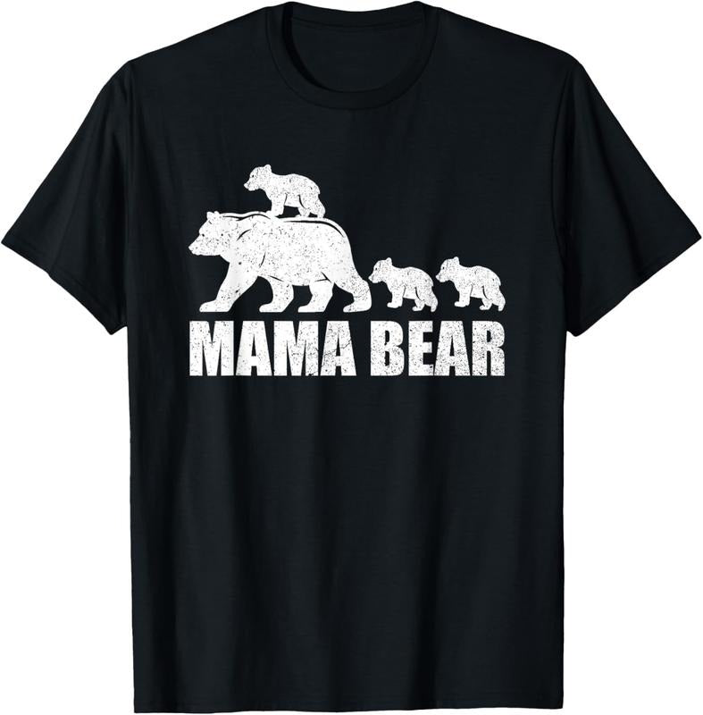 100% Cotton Mama Bear 3 Cubs Shirt Mama Bear TShirt Mom 3 Kid T-Shirt