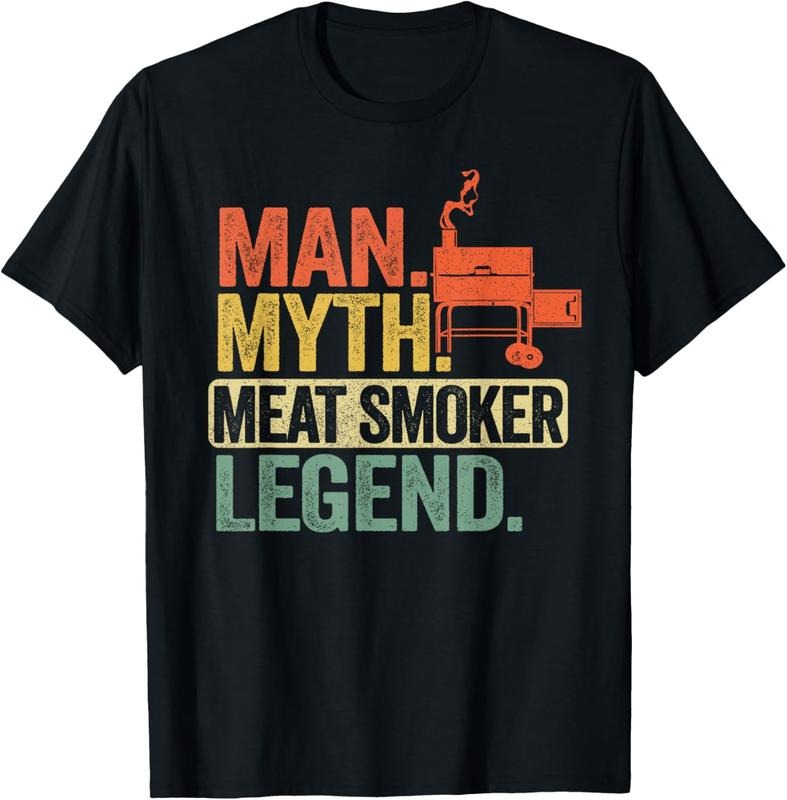 100% Cotton Man Myth Meat Smoker Legend Dad Grillfather BBQ Meat Smoking T-Shirt