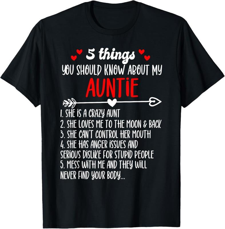 100% Cotton Matching 5 Things You Should Know About My Auntie Niece T-Shirt