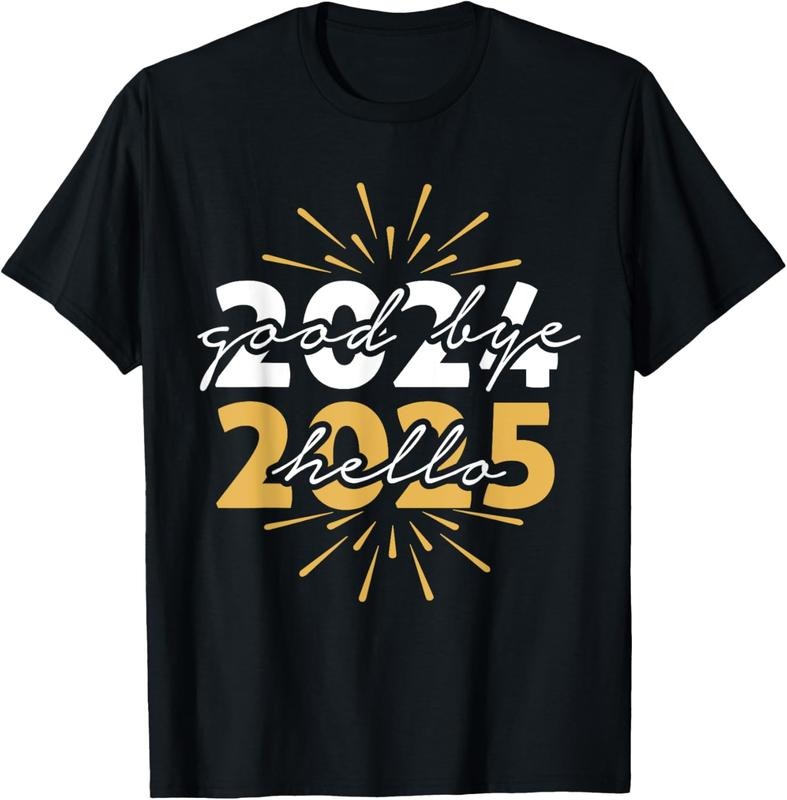 100% Cotton Matching Family Party New Years Eve Goodbye 2024 Hello 2025 T-Shirt